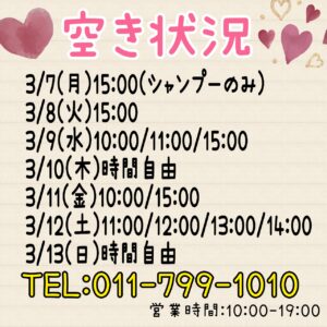トリミング空き状況☆