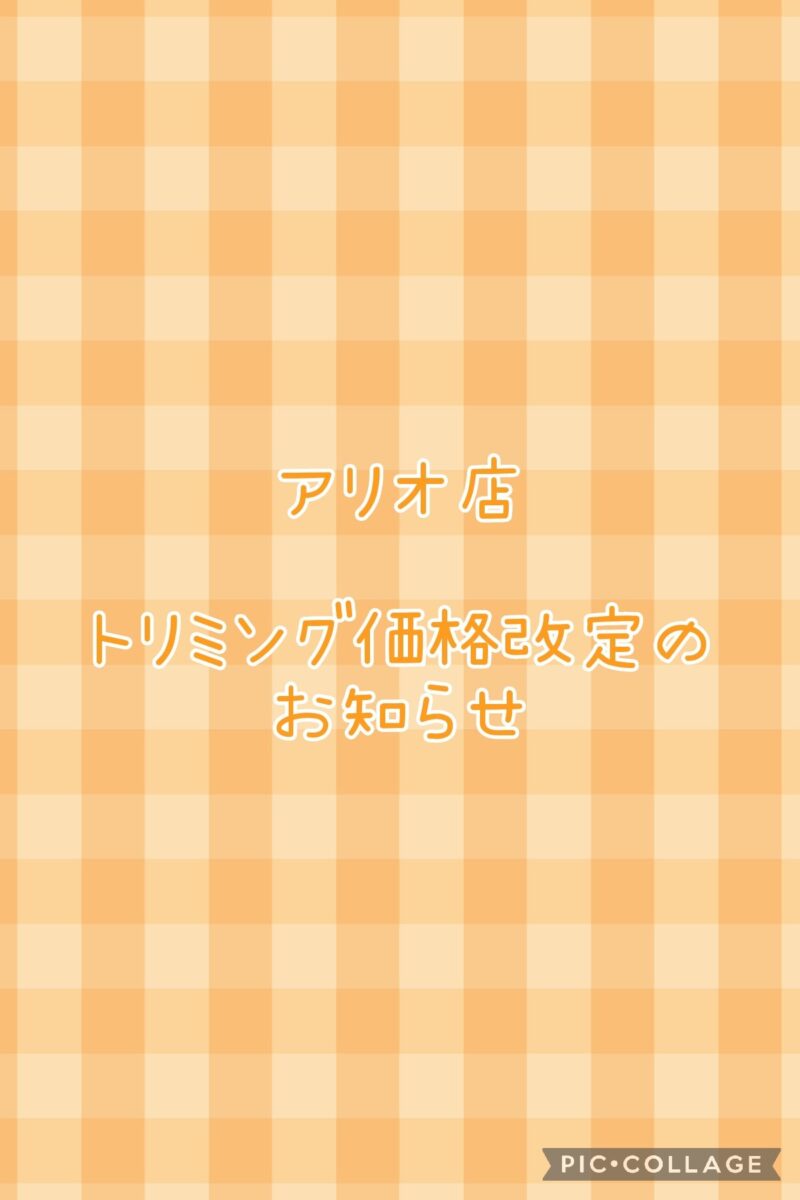★トリミングのサービス内容の見直しと基本料金の改定のお知らせ★