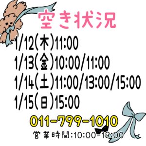 トリミング空き状況☆