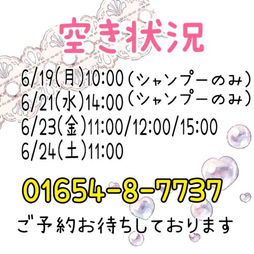 トリミング空き状況！