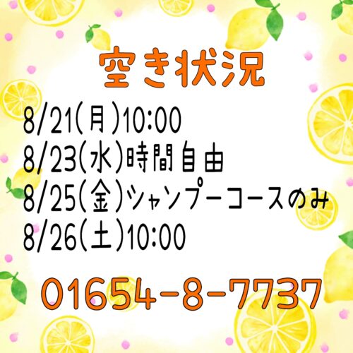 トリミング空き状況！