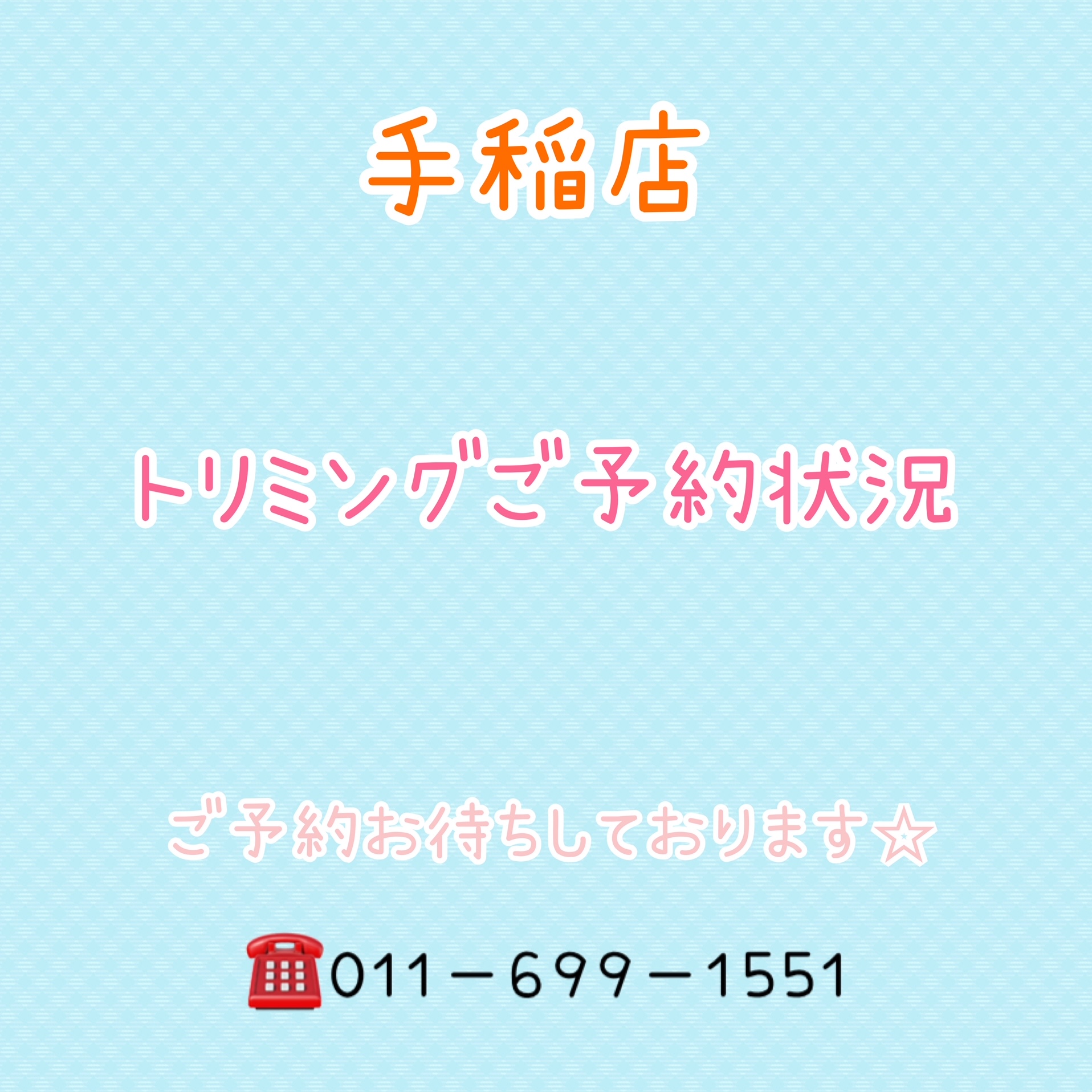 手稲店トリミング空き状況📢