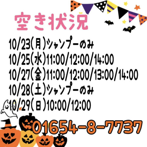 トリミング空き状況！