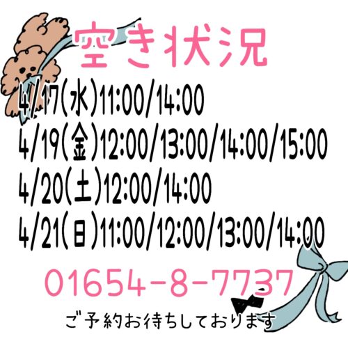 トリミング空き状況